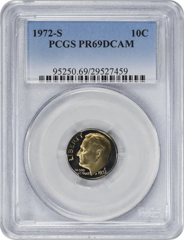 1972-S Roosevelt Dime PR69DCAM PCGS Cover