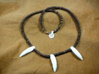(#G159-901) THREE 1-3/8" GATOR American Alligator T**th dentition bead NECKLACE