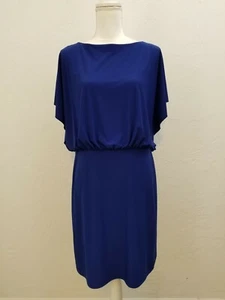 RONNI NICOLE SIZE 10 BLUE JERSEY SHEATH DRESS DOLMAN SLEEVE PARTY  - Picture 1 of 7