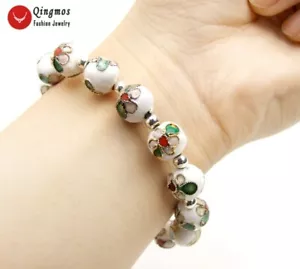 Fashion 10mm Round White Cloisonne Bracelet for Women Jewelry China Feature b124 - Picture 1 of 7
