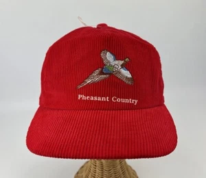 Vintage Pheasant Country Red Corduroy Zipper Back Cap Hat - Imagen 1 de 10
