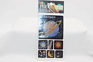 1994 Vintage Planet Laser Stickers ST-737 Adorn Gift NOS Saturn Celestial Moon - Picture 1 of 5