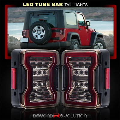 For 2007-2018 Wrangler JK Smoked LED Tail Lights Brake Stop Reverse Signal Lamps - Image 1 of 4