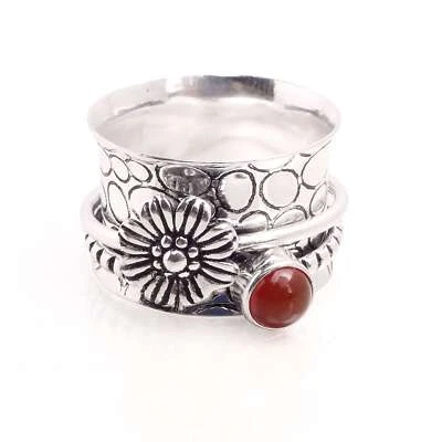 Placcato Argento Spinner Anello Handmade Gioielli Regalo da Donna Misura USA 6.5 - Immagine 1 di 3