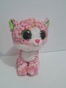 TY BEANIE BOOS PINK CONFETTI W/GREEN EYES CAT KITTEN SOPHIE PLUSH - 9" TALL - Picture 1 of 7