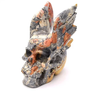 Skull 128mm Maligano Jasper, Wings, Gemstone, Natural, Crystal Healing - Picture 1 of 4