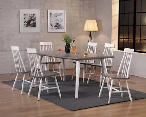 Kings Brand Furniture– 7 Piece White/Gray Dining Room Set, Table & 6 Chairs - Picture 1 of 6