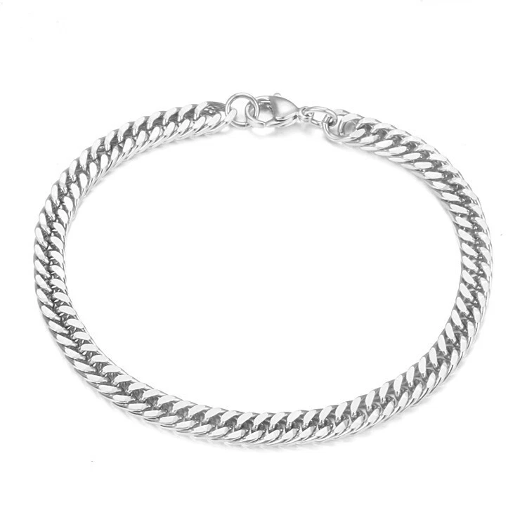 Armband Silber Silberarmband Armreif Herren Edelstahl Damen 20cm 5mm platiniert - Bild 1 von 2