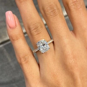 Certified Cushion Diamond Ring 3 Carat IGI GIA Lab Created 14k Multi tone Gold - Picture 1 of 10