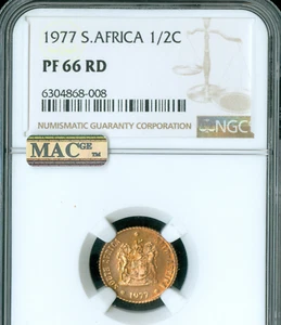 1977 SOUTH AFRICA HALF CENT NGC PF66 RED MAC SPOTLESS . - Picture 1 of 4