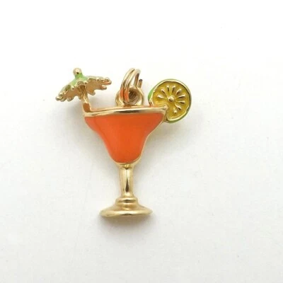 Colgante con dije de vidrio margarita bebida tropical oro 14k nuevo Foto 1 de 4