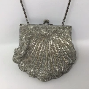 Vintage Andre Cellini Hand Beaded Clam Shell Purse See Pictures For Flaws - Picture 1 of 17