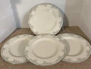 (4) Vtg Cameo by Pickard Dinner Plates Green Leaves White Roses Platinum Trim - Picture 1 of 5