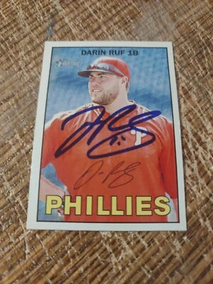 Darin Ruf Autographed 2016 Topps Heritage Signed Baseball Card #47 Phillies  - Image 1 of 2