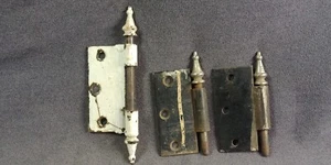 3 Door Hinge Silver Nickel Plate Steeple Finial Pin Antique Hardware Lot - Picture 1 of 17