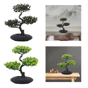 Artificial Bonsai Pine Tree Tabletop Decoration Lightweight PP Material 26x34cm - Picture 1 of 13