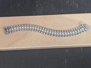 Vintage Sterling Silver Snake 925 Bracelet 7” Italy Wide Chunky Elegant - Picture 1 of 10