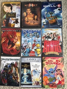 9 Movie DVD Lot Disney Mulan WALL-E Lilo Stitch Robots Spider-Man # 108 - Picture 1 of 1