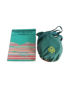 Vintage Girl Scout Mess Kit Camping Pot, Pan, Bowl And Cup W/Bag & Handbook 1986 - Picture 1 of 19