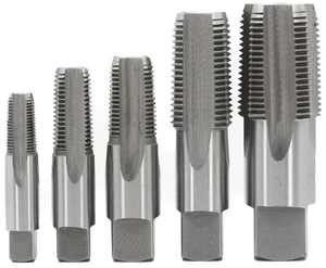 5 Piece NPT Pipe Tap Set (1/8", 1/4", 3/8", 1/2" and 3/4"), Carbon Steel Plum... - Picture 1 of 9