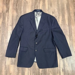 Ralph Lauren Suit Jacket Men’s 44R Sport Coat Blazer Navy Blue Wool Pinstripe - Picture 1 of 14
