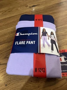 Pack de 2 pantalones acampanados Champion para niñas jóvenes, azul marino y lavanda, talla mediana 10/12 - Imagen 1 de 4