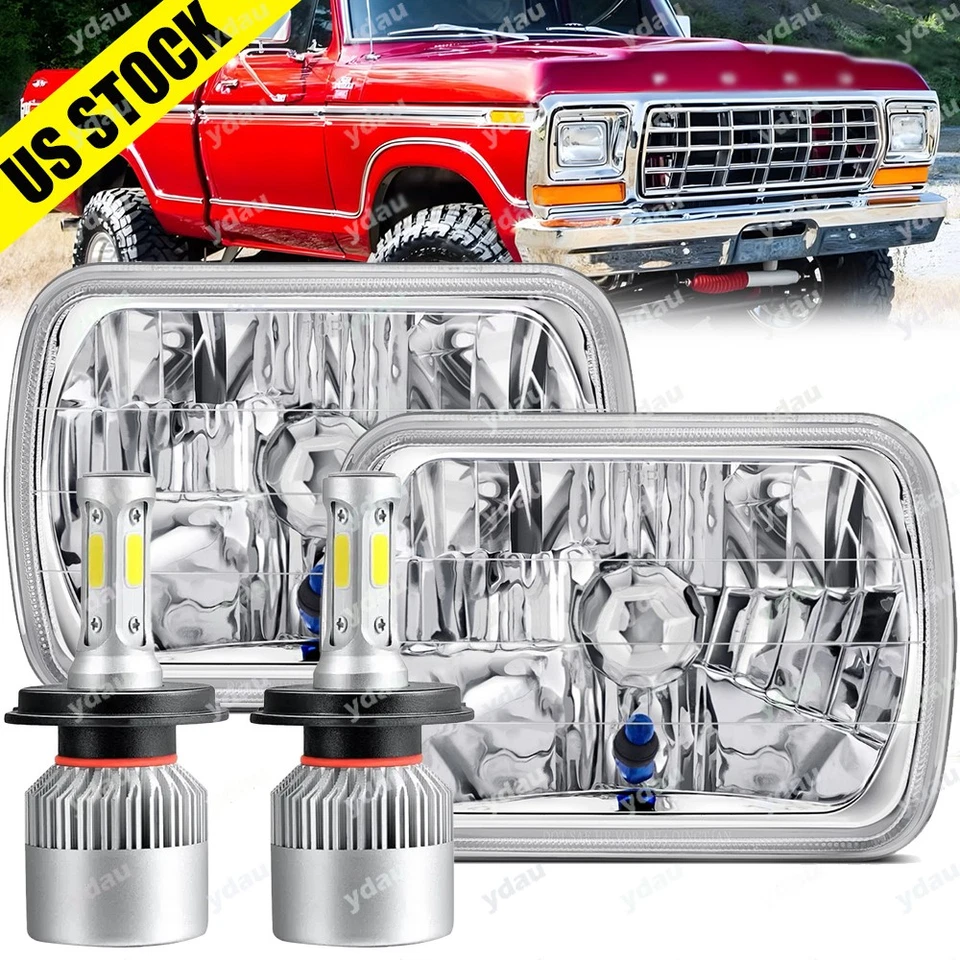 Par de faros LED 7x6 5x7 pulgadas haz alto/bajo para Ford F100 1978 1979 1980-1983 Foto 1 de 4