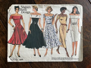 Vogue 1899 Basic Design '87 Off  Shoulder Close Fit Top & Flared Dress 6-8-10 - Picture 1 of 3