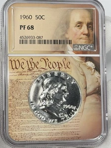 1960-P 50c Franklin Half Dollar NGC PF68 PR68 Silver Benjamin US Coin PROOF - Picture 1 of 4
