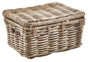 Kobolo Rattantruhe Aufbewahrung Truhe- Deckel Kiste aus Rattan kubu grey - klein - Bild 1 von 7