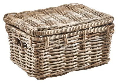 Kobolo Rattantruhe Aufbewahrung Truhe- Deckel Kiste aus Rattan kubu grey - klein - Bild 1 von 4