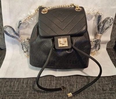 RRP €80 BNWT Dune london Quilted Cross Body Shoulder Bag Mini Backpack BLACK - Image 1 of 4