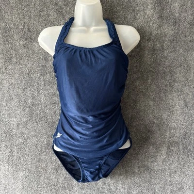 Speedo Water Arobics Swimsuit Womens 8 Blue One Piece Semi Sheer Back Racerback - Image 1 of 4