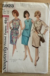VTG SIMPLICITY PATTERN 5923 MISS Size 14 Bust 34 Misses Tunic 3 Lengths w Skirt - Picture 1 of 5