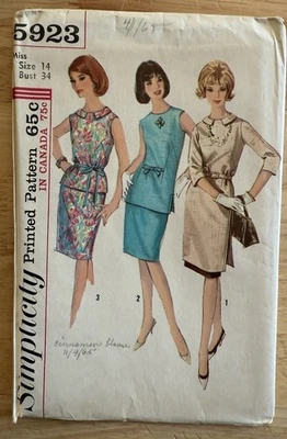 VTG SIMPLICITY PATTERN 5923 MISS Size 14 Bust 34 Misses Tunic 3 Lengths w Skirt - Image 1 of 4