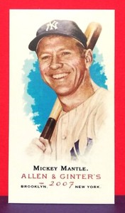 2007 TOPPS ALLEN & GINTER'S #7 MICKEY MANTLE MINI NEW YORK YANKEES BASEBALL MLB