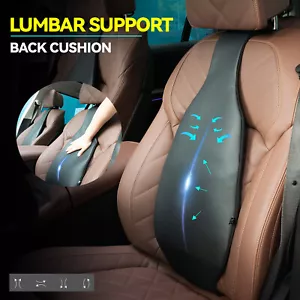 Vehicle Chair Lumbar Support Pillow PU Leather Car Cushion Lower Back Pain Seats - Picture 1 of 12