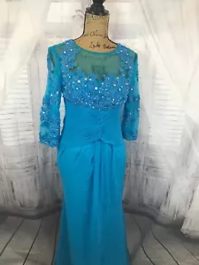 Blue Strapless Long Formal Homecoming Prom Party Cocktail Evening Gown Dress - Picture 1 of 5