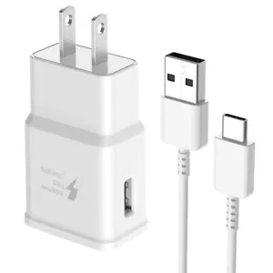 White Wall Charger Plug USB Type C Cable For Samsung Galaxy Note10 S8 S10 S20 - Picture 1 of 10