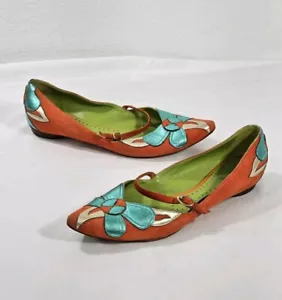 Etro Metallic MaryJanes Suede Leather Flats Women's Size US 8.5 EU 39.5 - Picture 1 of 8