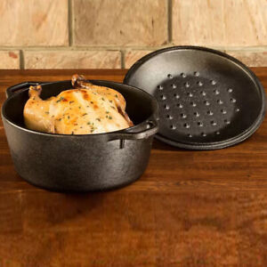 5-qt Cast Iron Covered Dutch Oven Pot Kitchen Cookware with Lid Black
