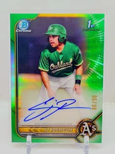 2022 Bowman Chrome 1st CJ Rodriguez Green Refractor Auto 86/99 A's ROOKIE RC SP - Picture 1 of 2