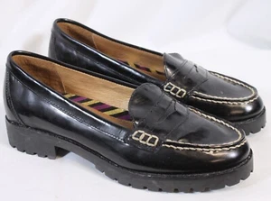 Sperry Top Sider Schuhe Penny Halbschuh klobige Sohle nicht markierend schwarzes Leder 6 - Bild 1 von 10
