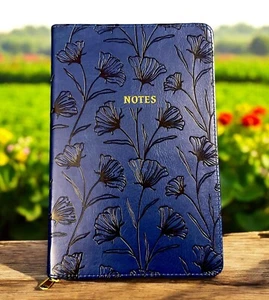 Navy Faux Leather Zipper Journal Notebook Paper Writing Diary Journal 272 Pages - Picture 1 of 3