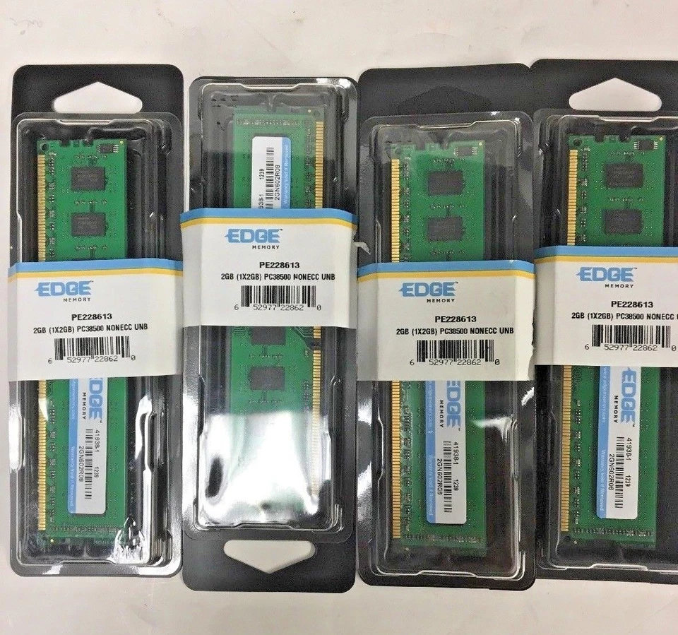 8GB (4X2GB) Edge Memory Modules PE228613 2GN602R08DS PC3-8500 DDR3-1066 - Image 1 of 4