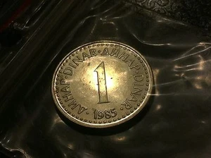 Yugoslavia coin- 1 Dinar, 1985- Nickel- Brass- originally scanning coins !!! - Picture 1 of 2