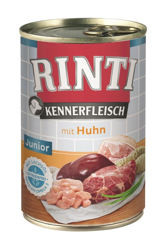 Rinti Kennerfleisch pur Junior Huhn 12x400g Nassfutter Feuchtnahrung Hundefutter - Bild 1 von 1
