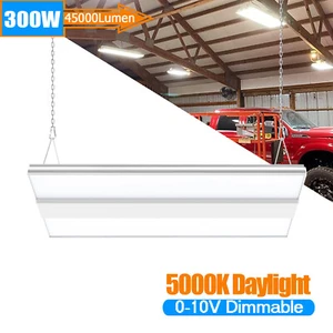 LED Shop Lights 300W-45000LM 5000K Warahouse Linear High Bay Area Light Fixture - Picture 1 of 16