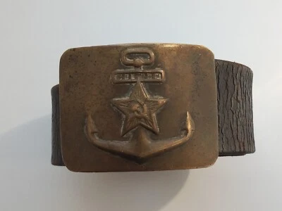 Cinturón militar de cuero vintage URSS, cinturón marinero. Foto 1 de 4