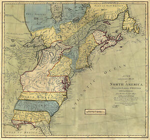 1771 North America Colonial Map - 13 Colonies - 11"x12" Wall Art Poster Decor